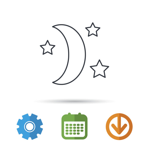 夜晚睡眠图标：月亮和星星图片下载