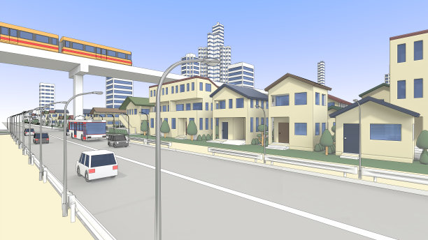 住宅和新的交通系统和道路图片下载