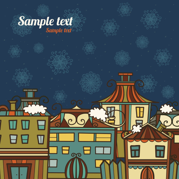 冬季城市-卡通插图图片下载