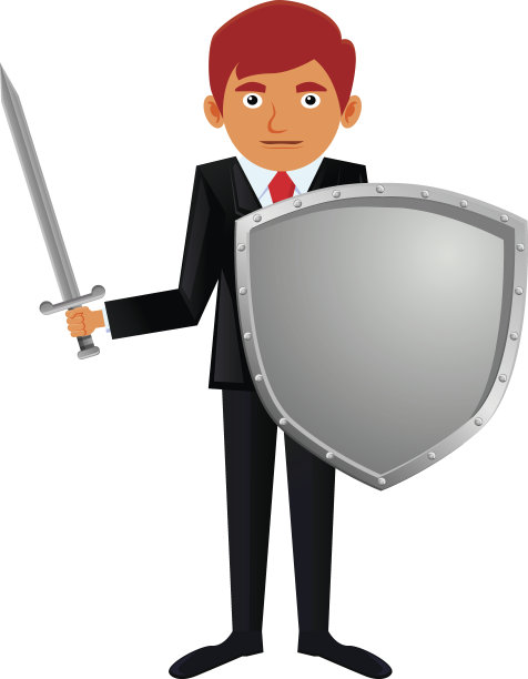 商人或学生持有盾牌和剑矢量图标图片下载