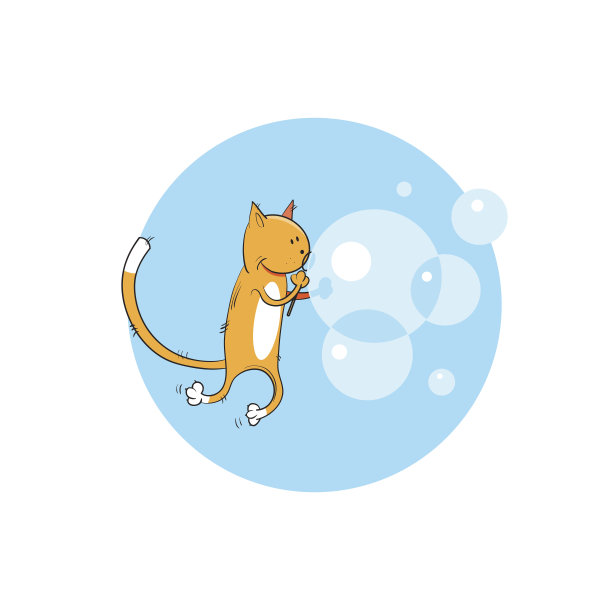 猫和肥皂泡。图片下载