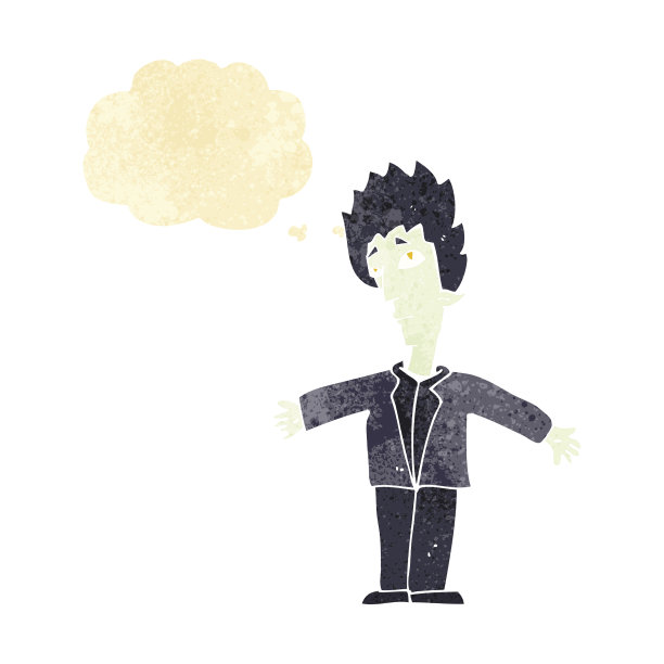 卡通吸血鬼男人与思想泡泡图片下载