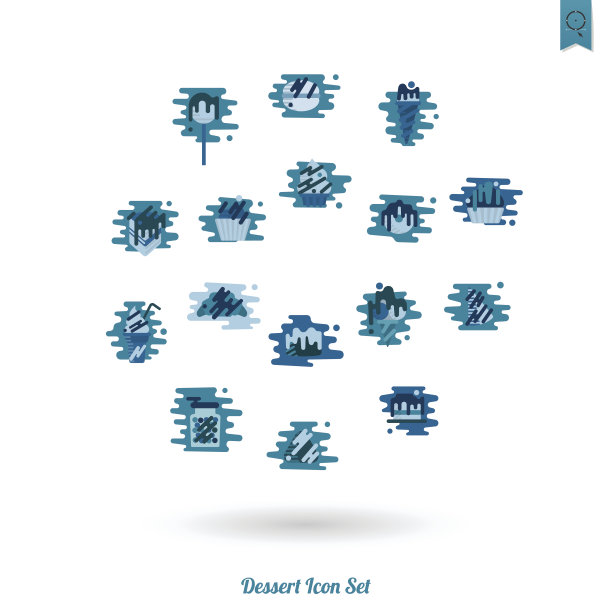 甜点图标设置在现代平面设计风格图片下载