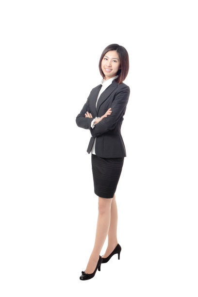 全长商务女性自信的微笑站立图片下载