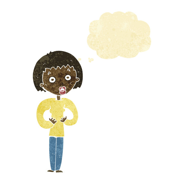 卡通女人用思想泡泡指着自己图片下载