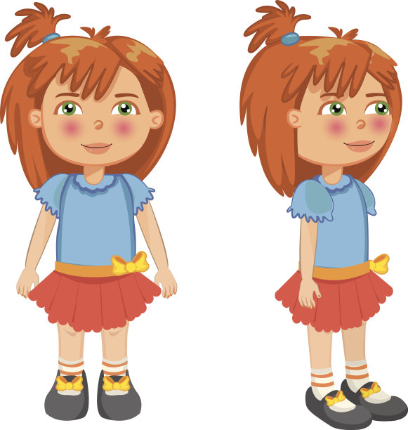女孩正面和侧面图片下载
