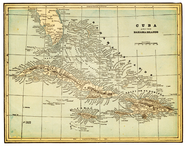 古巴和巴哈马岛的地图图片下载