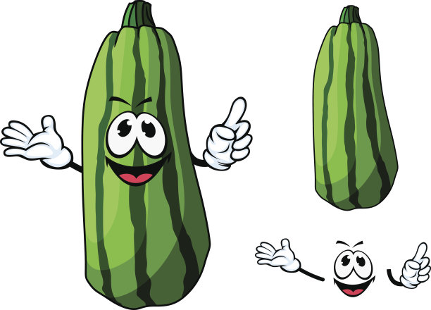 快乐绿色卡通西葫芦蔬菜图片下载