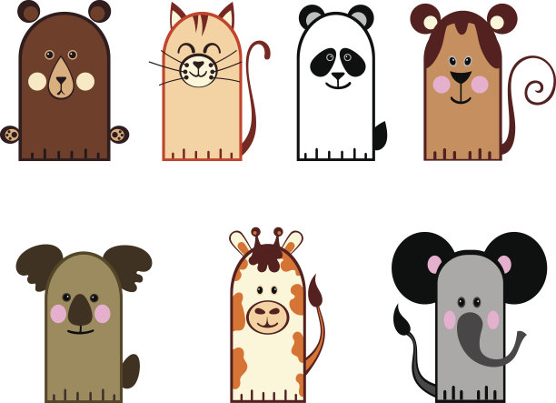 矢量插图的有趣的动物图片下载