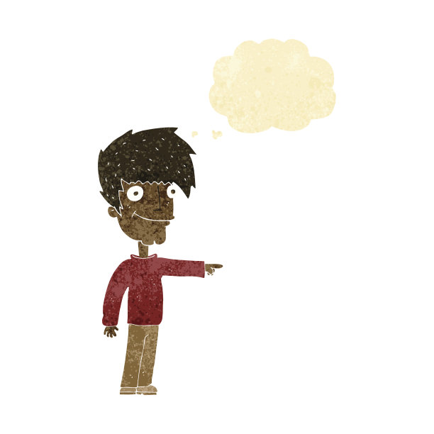 带有思考气泡的卡通快乐男人图片下载