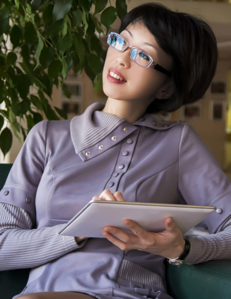 女人和平板电脑图片下载