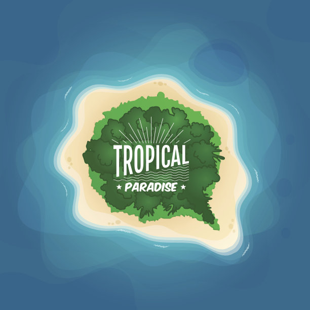 俯瞰海洋中的热带岛屿图片下载