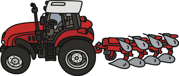 带犁的拖拉机图片下载