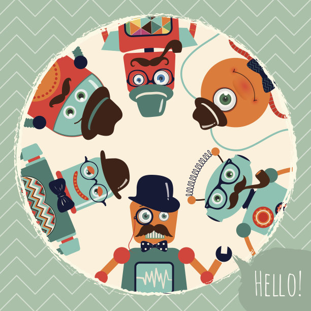 潮人复古机器人卡插图图片下载