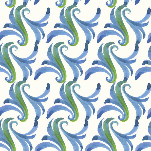 手绘水彩笔刷无缝图案：时尚元素图片下载