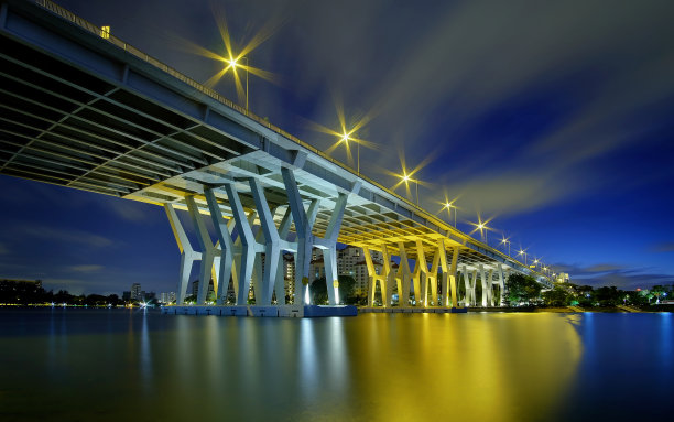 桥在晚上图片下载