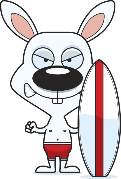 卡通愤怒的冲浪者兔子图片下载