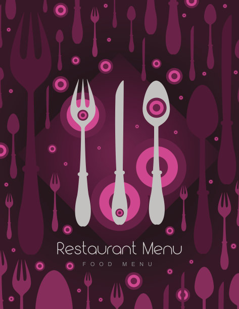 勺子，叉，刀，抽象的餐厅菜单图片下载