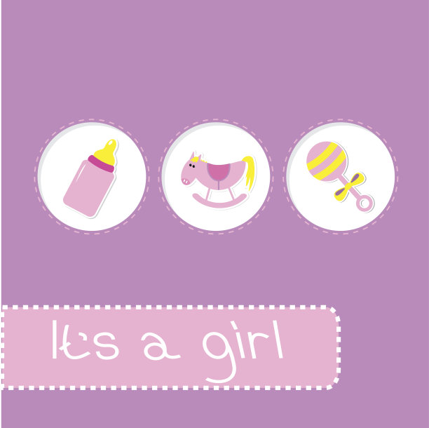 婴儿沐浴卡与奶瓶、小马和奶嘴图片下载