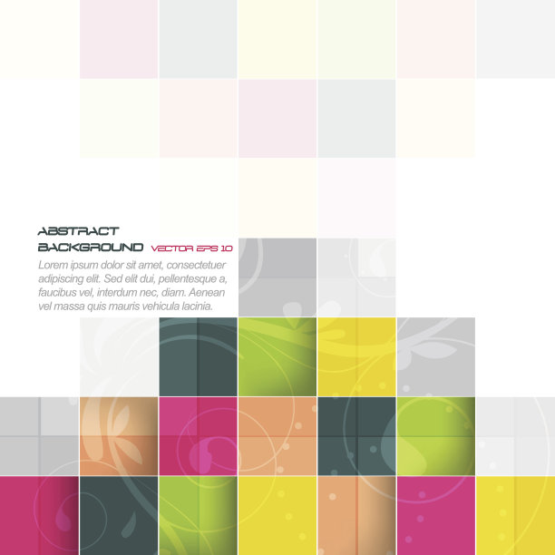 抽象的彩色背景与方形和花卉图案图片下载