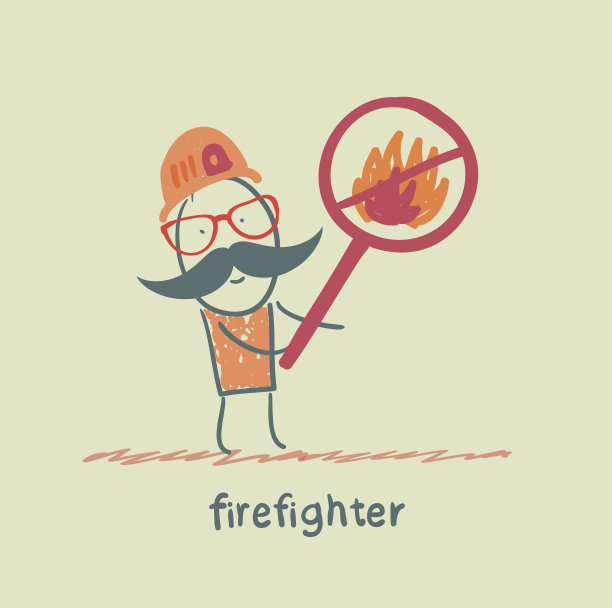 举着禁止生火标志的消防员图片下载