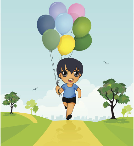 孩子拿着气球图片下载