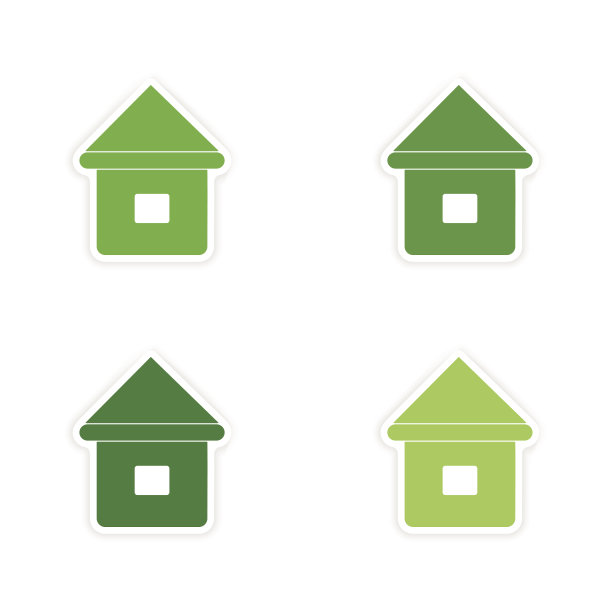 在纸房子上装配现实的贴纸设计图片下载