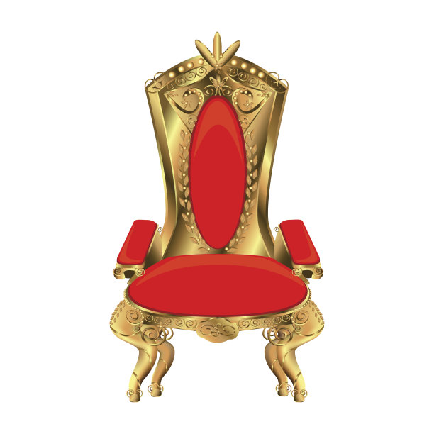 丰富的金色王座孤立在白色的背景图片下载