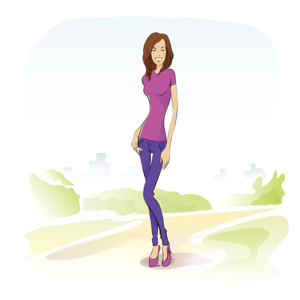 年轻的学生女孩休闲户外绿草图片下载