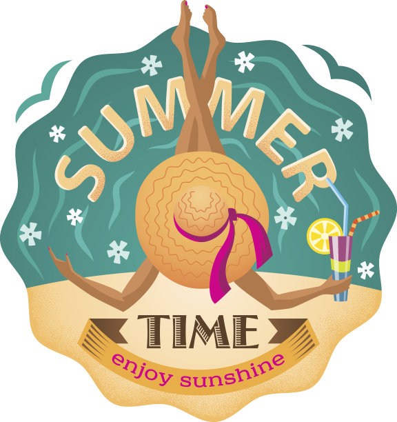 戴着帽子在沙滩上喝着鸡尾酒的女孩图片下载