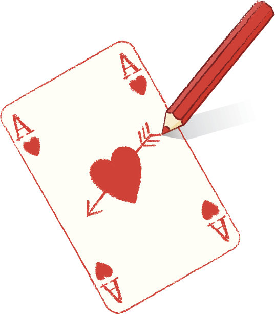 铅笔画充满了爱神之箭的心的王牌图片下载