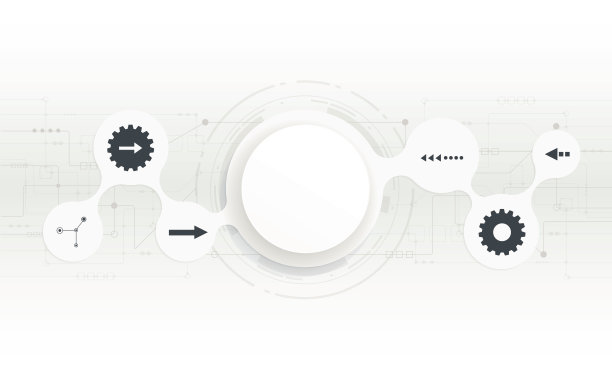 摘要电路板上的三维白纸圆图片下载