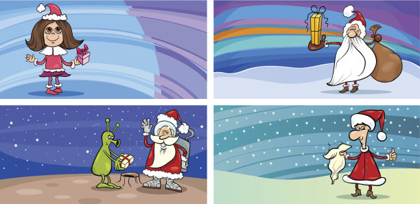 带有圣诞老人的卡通贺卡图片下载