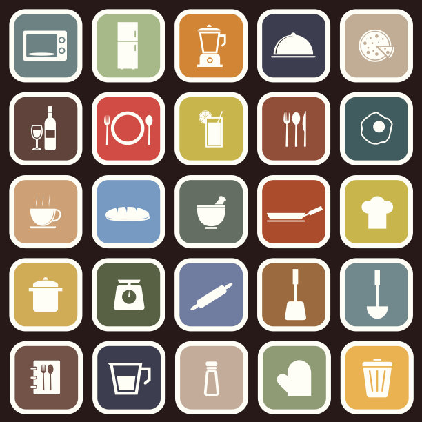 厨房平面图标上的红色背景图片下载