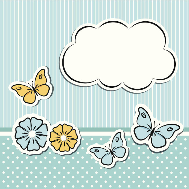 剪贴框与花和蝴蝶图片下载