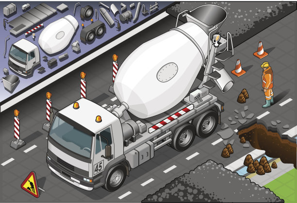 等距水泥搅拌车在前视图图片下载