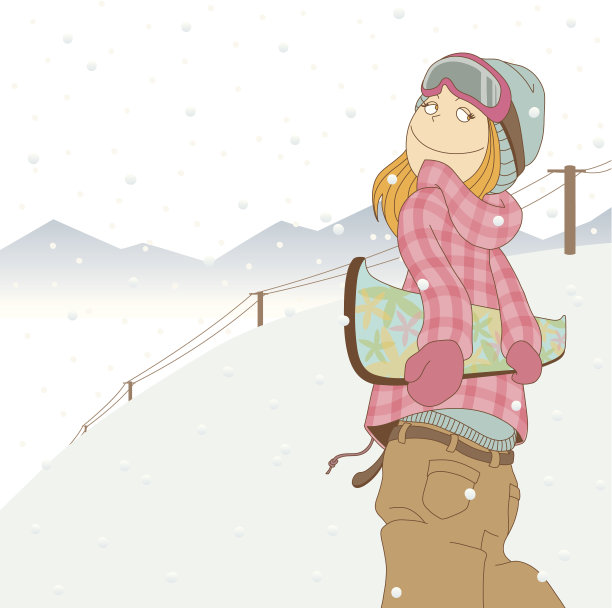 雪地上的女孩图片下载