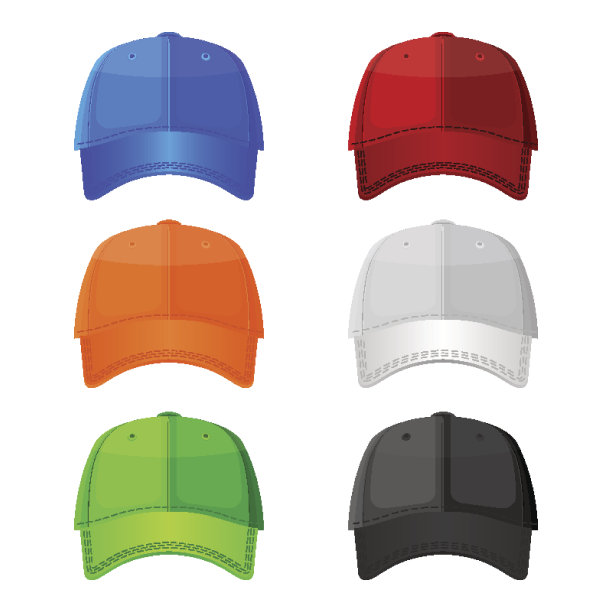 彩色棒球帽孤立在白色背景。时尚运动的headwea图片下载