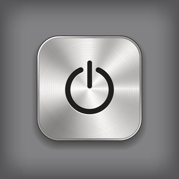 电源图标-矢量金属App按钮图片下载