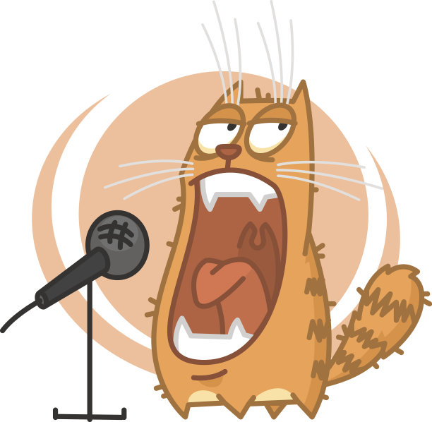 红猫对着麦克风大喊图片下载