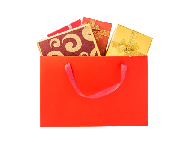 礼盒在购物袋隔离图片下载
