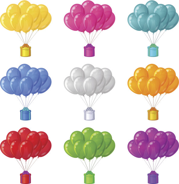 气球和礼品盒，一套图片下载