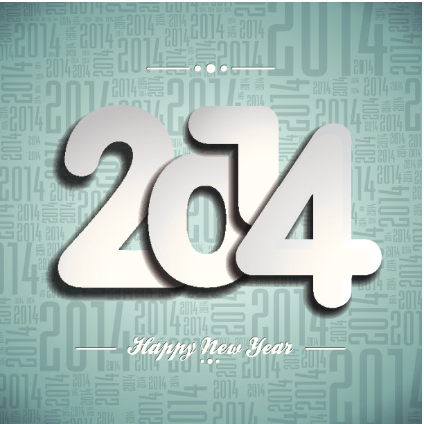 2014年新年快乐的庆祝设计在一个印刷的背景。图片下载