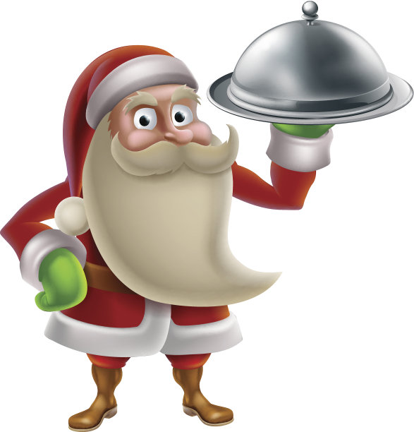 卡通圣诞老人烹饪圣诞晚餐图片下载