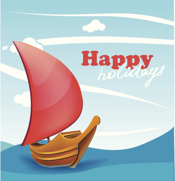 帆船在阳光明媚的海边背景图片下载