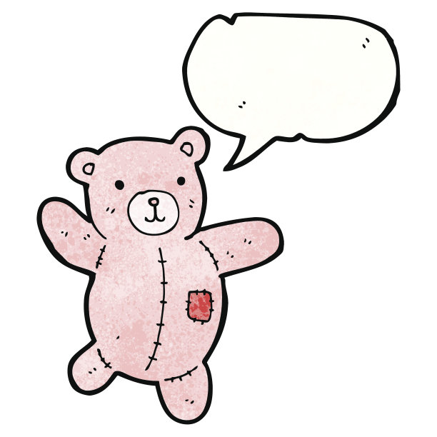 带泡泡的粉色卡通泰迪熊图片下载