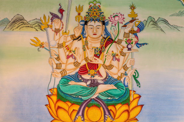 墙上有佛像画图片下载