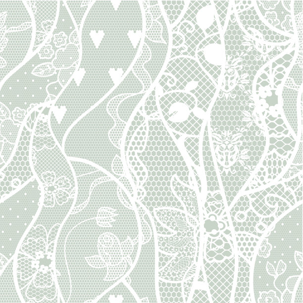 花边无缝图案与花素材图片