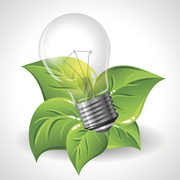 绿色能源概念-节电灯泡。图片下载