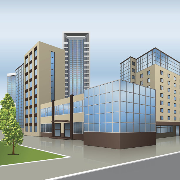 带有入口和反射的办公楼图片下载